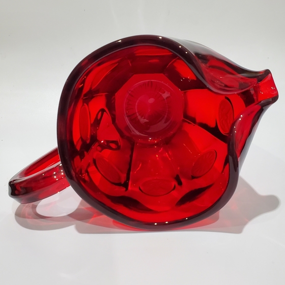 32oz Fostoria "Coin Glass Ruby" Red Heavy Thick Pitcher - Picture 6 of 16